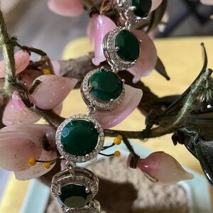 Vintage 925 natural emerald white sapphire bracelet